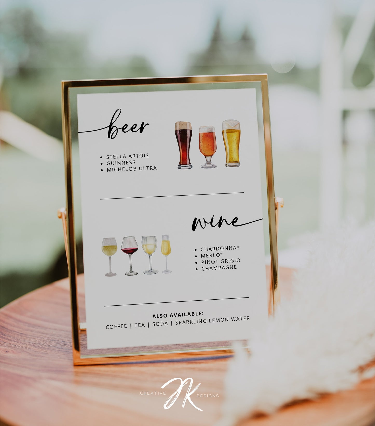 Signature Drink Sign | Bar Menu Template | Modern Drink Menu | Editable Bohemian Style Wedding | Non Alcoholic Beverages Menu | DIY Canva
