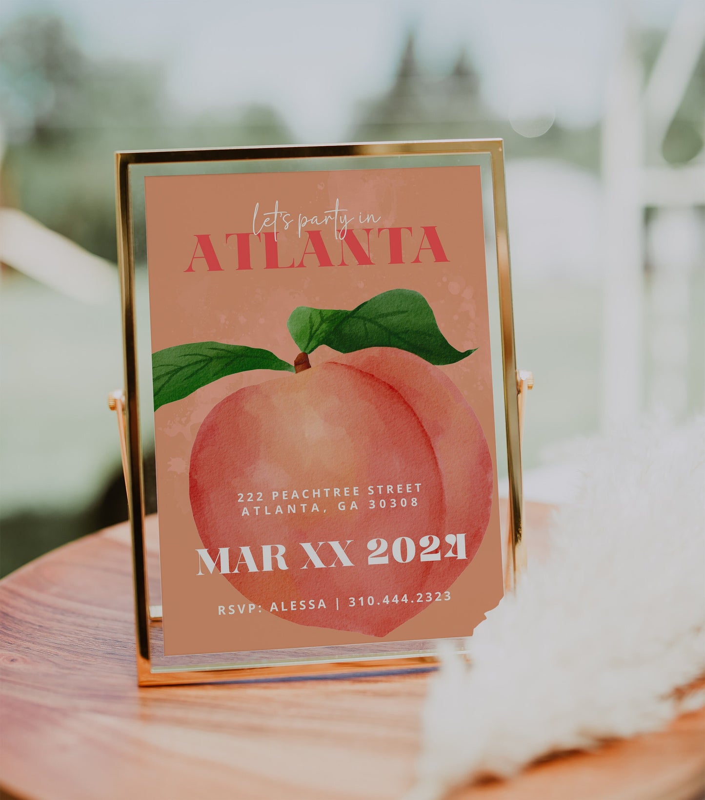 Atlanta Party Invite | Bachelorette Celebration | Georgia Peach Invitation | Editable Bday Card | Canva Pro Template | ATL Party Flyer DIY