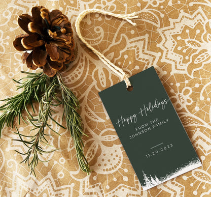 Happy Holidays Tags Bundle | DIY Christmas Tag | Editable Printable Christmas Gift Tag | Boho Tags Bundle Winter Family | INSTANT DOWNLOAD