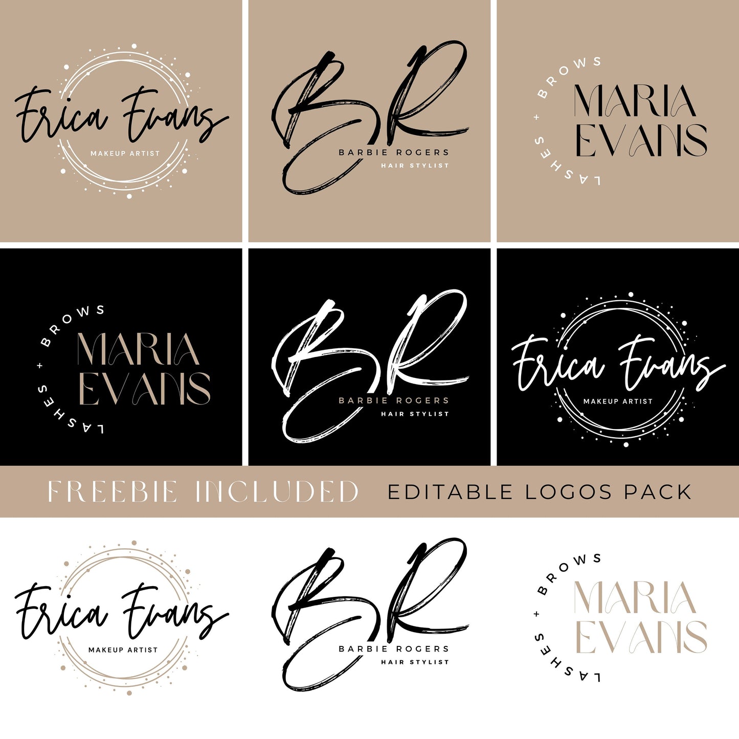 Modern Boho MEGA Business Brand Bundle | QR Codes, Price Lists, Business Cards, and More! | Editable in Canva Pro | FREEBIE Logo Packages