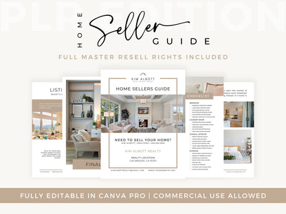 PLR/MRR Real Estate Seller Guide | Realtor Home Selling | Master Resell Rights MRR | Home Sale Guide | Real Estate Marketing Template CANVA Pro