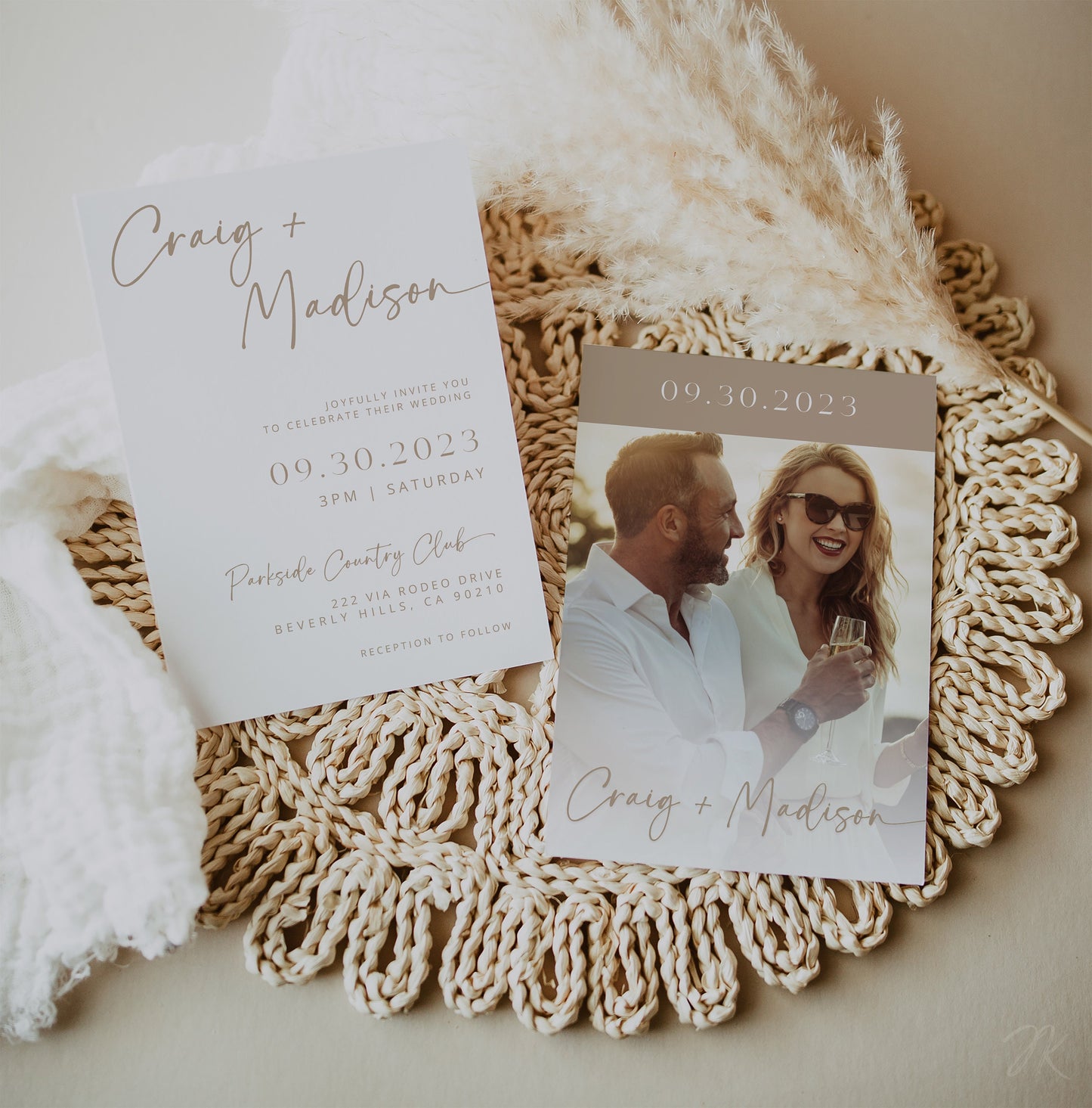 BOHO Wedding Invite Bundle | Editable Wedding Stationery | Minimalist Beige and  White Wedding | Boho Bride | Modern Wedding | Save the Date