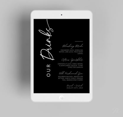 Minimalist Our Wedding Menu and Drinks Set | Modern Wedding Stationery Bundle | Editable Canva Template | Printable Reception Decor DIY Card