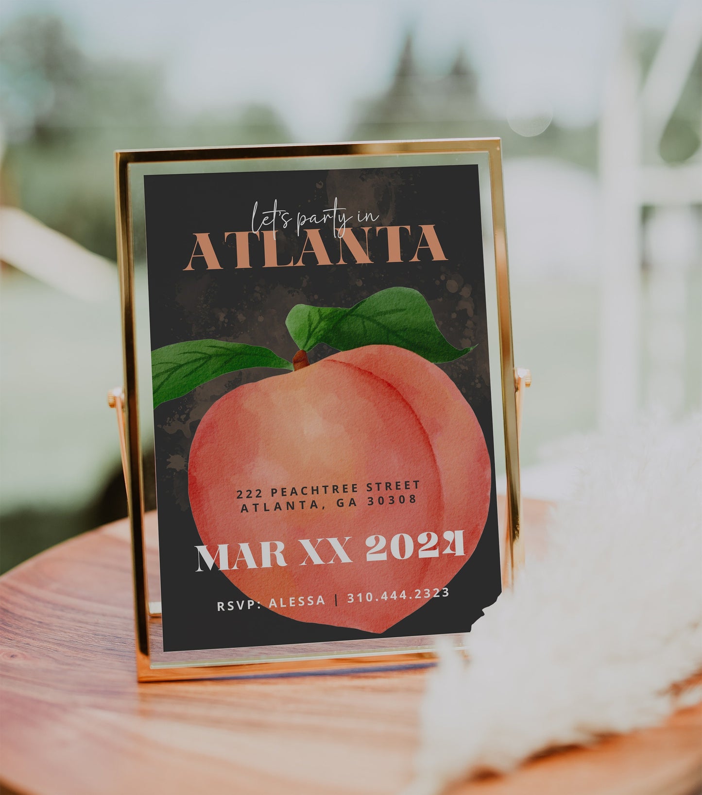 Atlanta Party Invite | Bachelorette Celebration | Georgia Peach Invitation | Editable Bday Card | Canva Pro Template | ATL Party Flyer DIY
