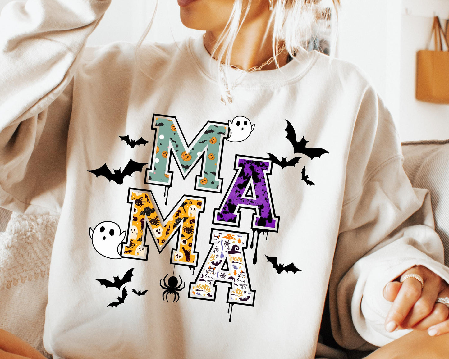Halloween Mama PNG | Varsity Letter Sublimation | Gothic Shirt Sublimation | Cricut Cut File | Halloween Gift for Her | DIGITAL DOWNLOAD