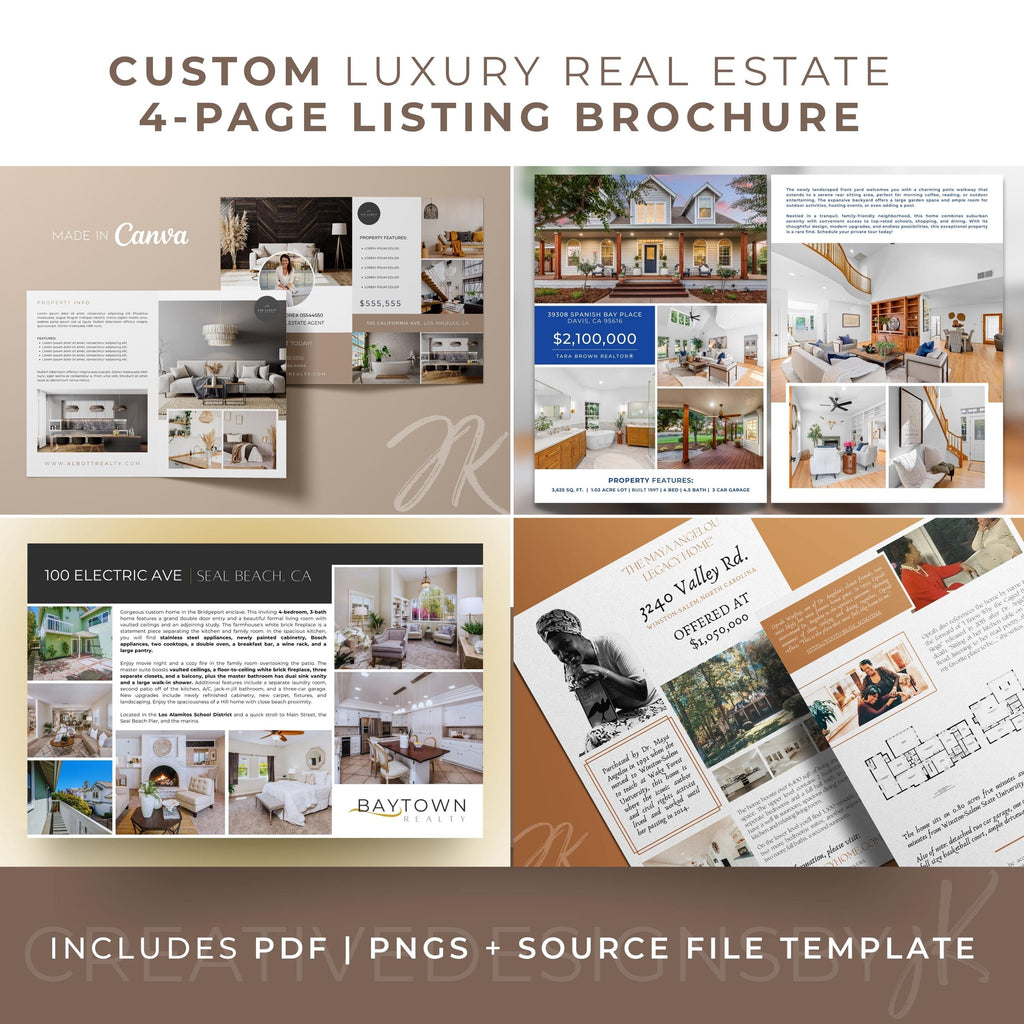 Custom Luxury Real Estate Brochure | 4-Page Modern Realtor Marketing (Canva Template)