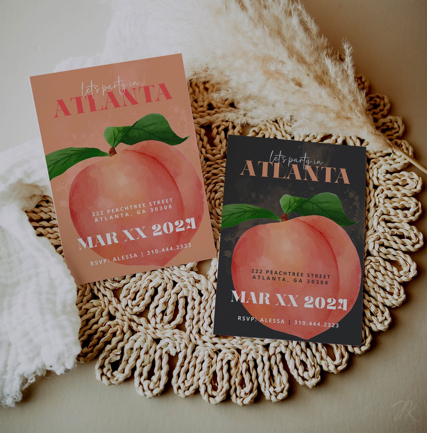 Atlanta Party Invite | Bachelorette Celebration | Georgia Peach Invitation | Editable Bday Card | Canva Pro Template | ATL Party Flyer DIY