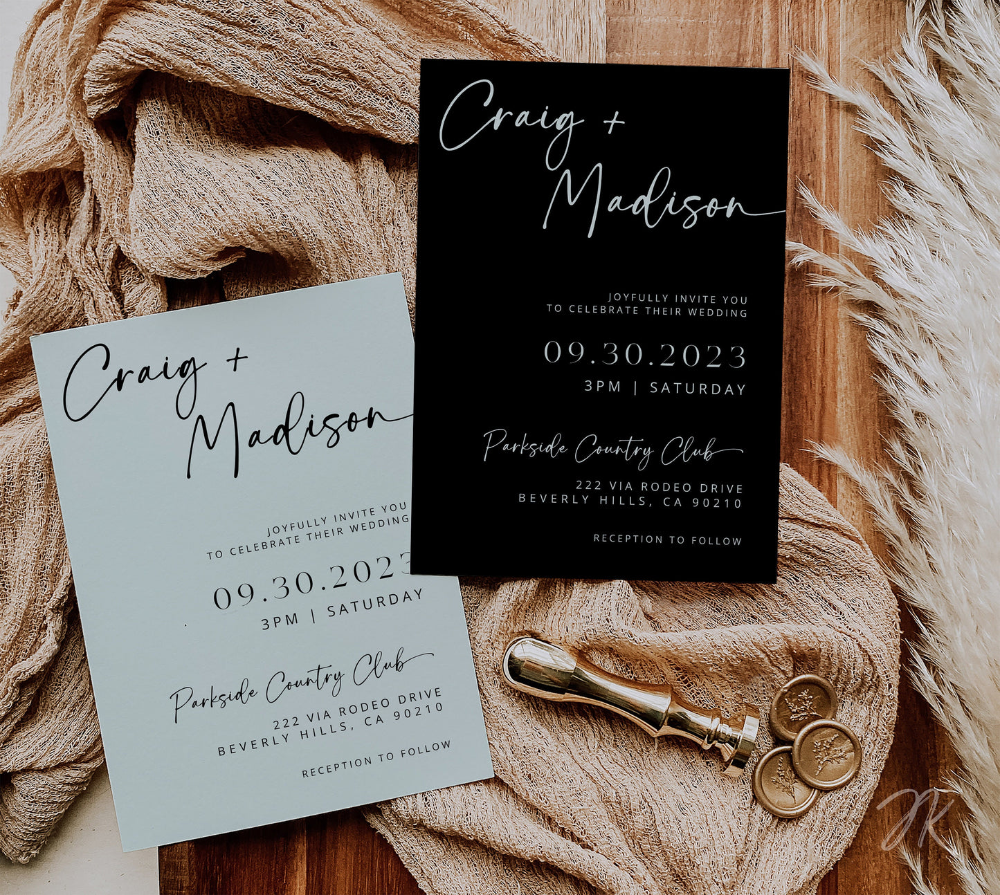 MINT Black Wedding Invite Bundle | Editable Wedding Stationery | Minimalist Beige and  White Wedding | Boho Modern Wedding | Save the Date