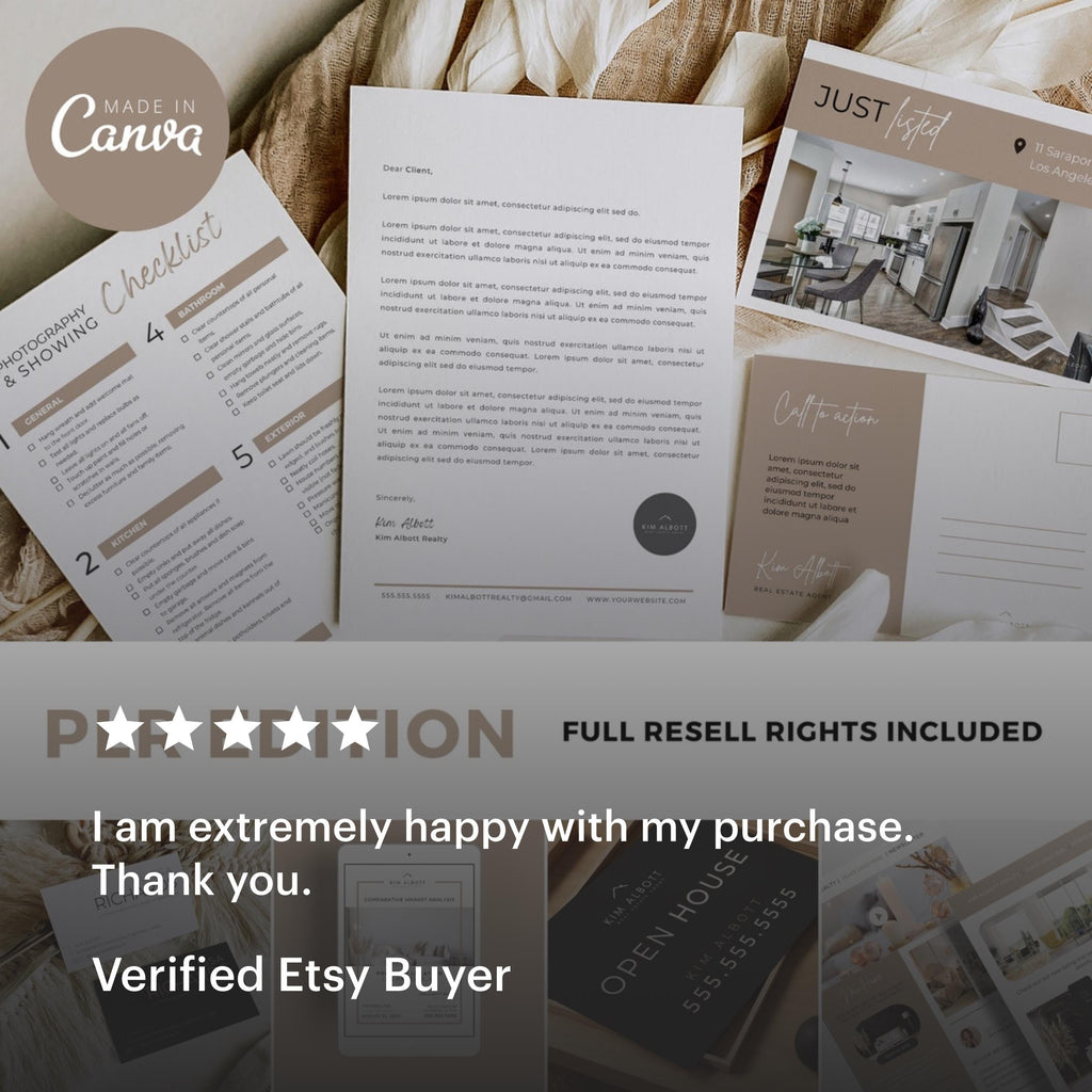 PLR Real Estate Marketing Templates: Canva Branding Bundle