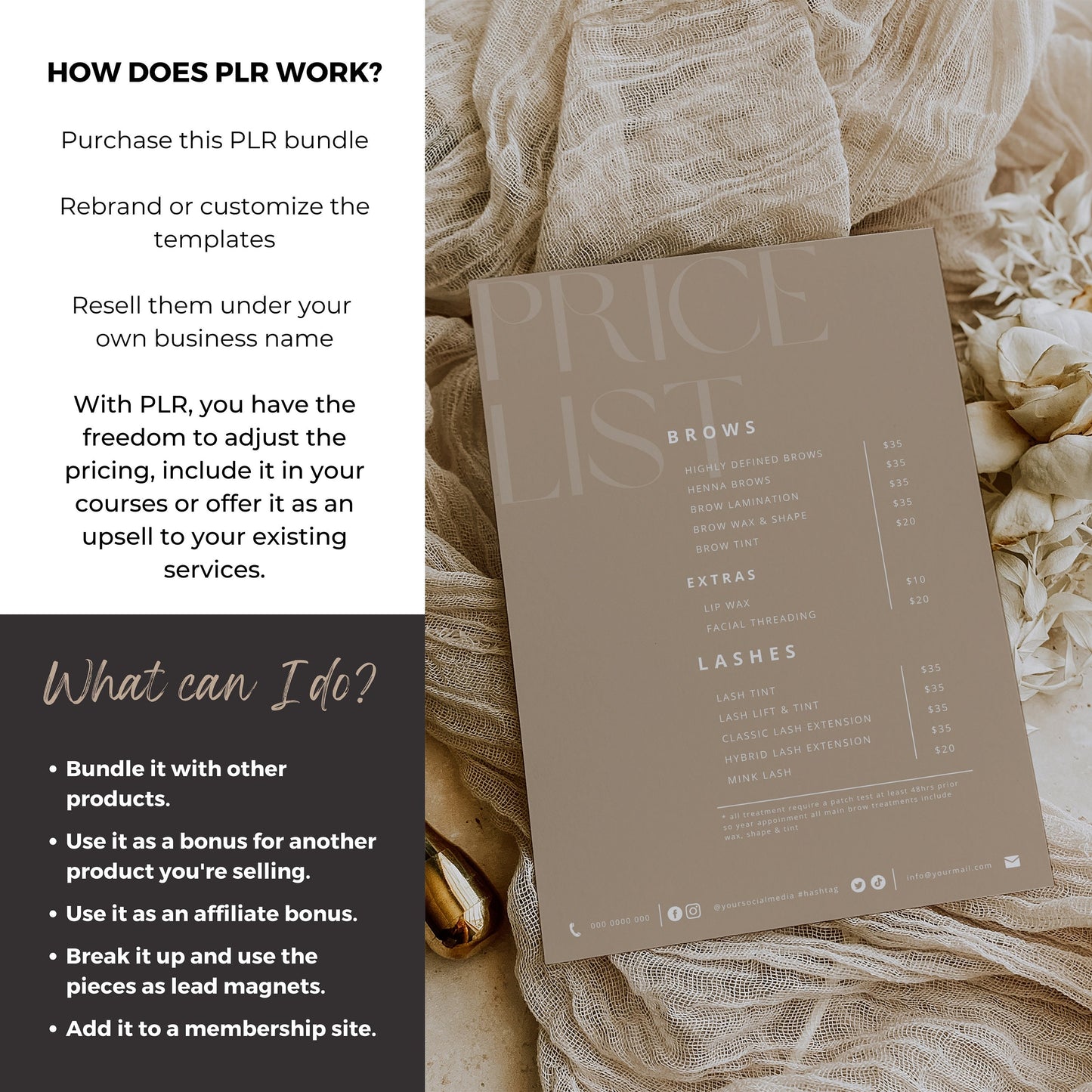 PLR/MRR Master Resell Rights Bundle | Modern Boho MEGA Business Brand Canva Bundle | QR Codes, Price Lists, Business Cards & More