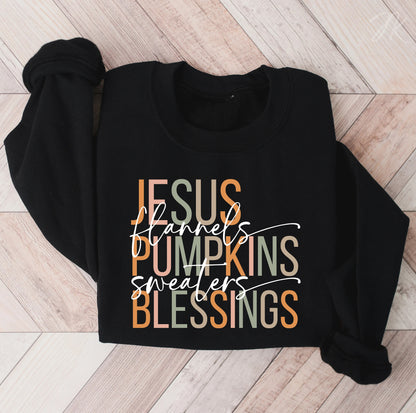 Jesus Flannels Pumpkins Sweaters Blessings | Retro Fall Sublimation | Christian PNG | Fall Shirt DIY | Png Sublimation | Cricut Cut File
