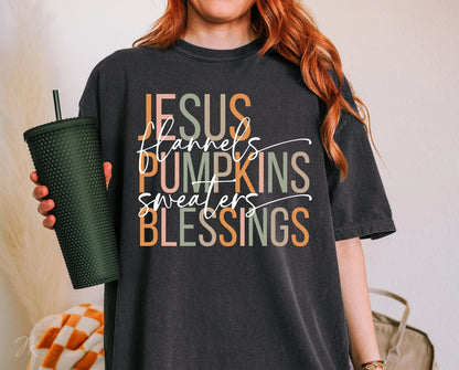 Jesus Flannels Pumpkins Sweaters Blessings | Retro Fall Sublimation | Christian PNG | Fall Shirt DIY | Png Sublimation | Cricut Cut File